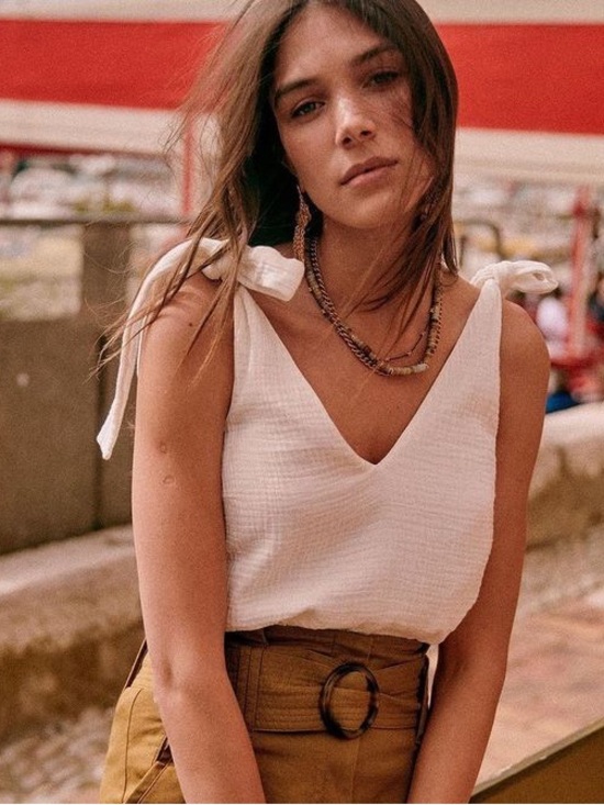 Lulus Tops - White bow tie strap muslin cotton gauze flowy cottagecore boho tank top NWT L